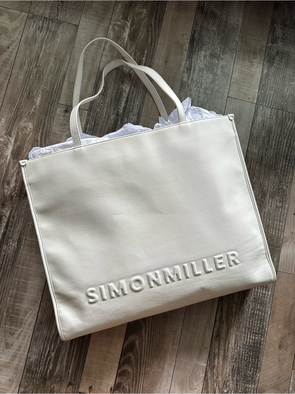Simon Miller White Embossed Logo Tote with dust bag